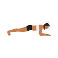 Exercice de Gainage Abdominal : La Position Planche Femme en position de gainage sur les avant-bras pour renforcer les abdominaux et la stabilité du tronc.