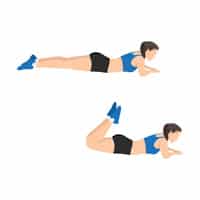 Prone Leg Curl : Exercice de Flexion des Jambes au Sol Femme réalisant des flexions de jambes allongée sur le ventre (prone leg curls) pour muscler les fessiers et les jambes.
